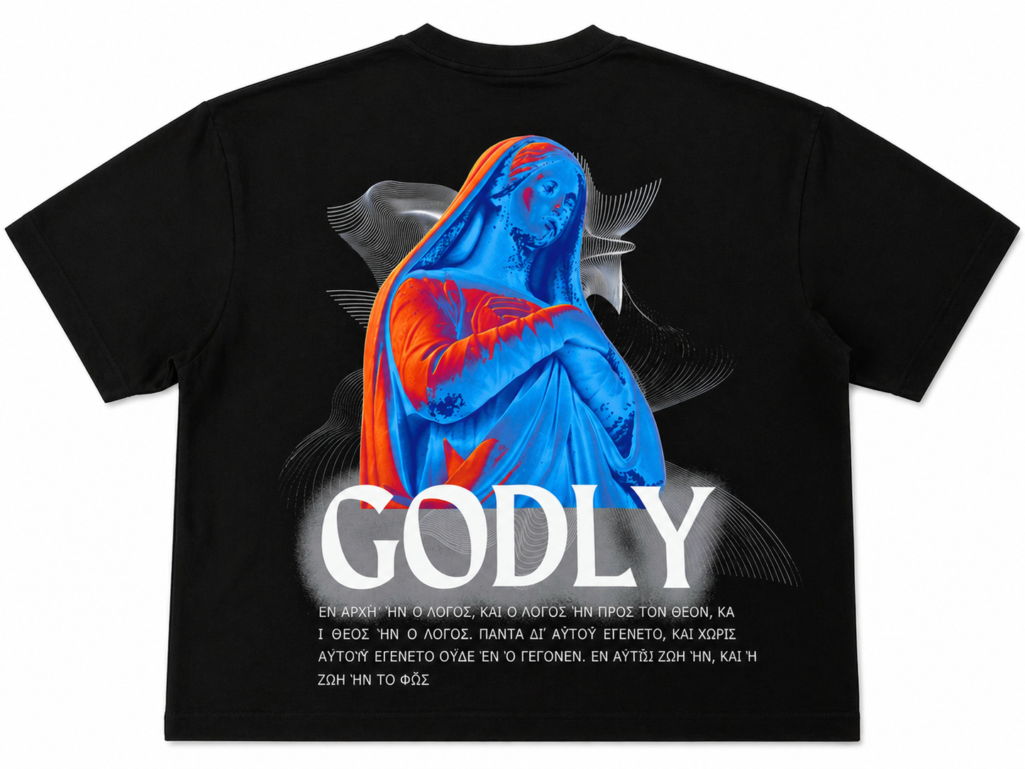 Virgin Mary Unisex Drop Shoulder Crop T-Shirt
