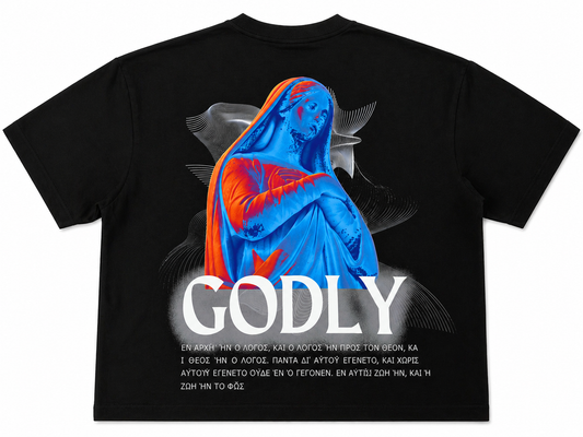 Virgin Mary Unisex Drop Shoulder Crop T-Shirt