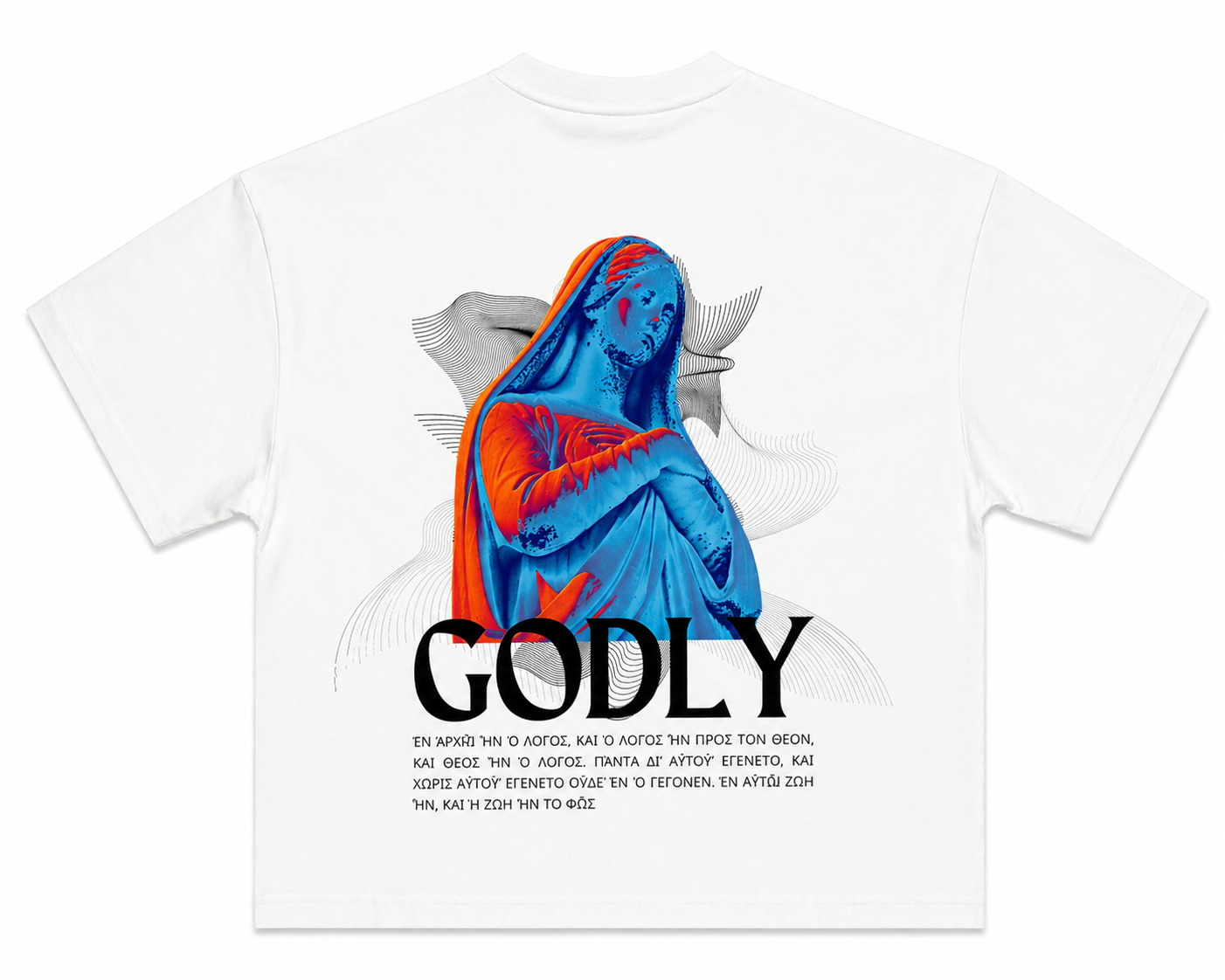 Virgin Mary Unisex Drop Shoulder Crop T-Shirt