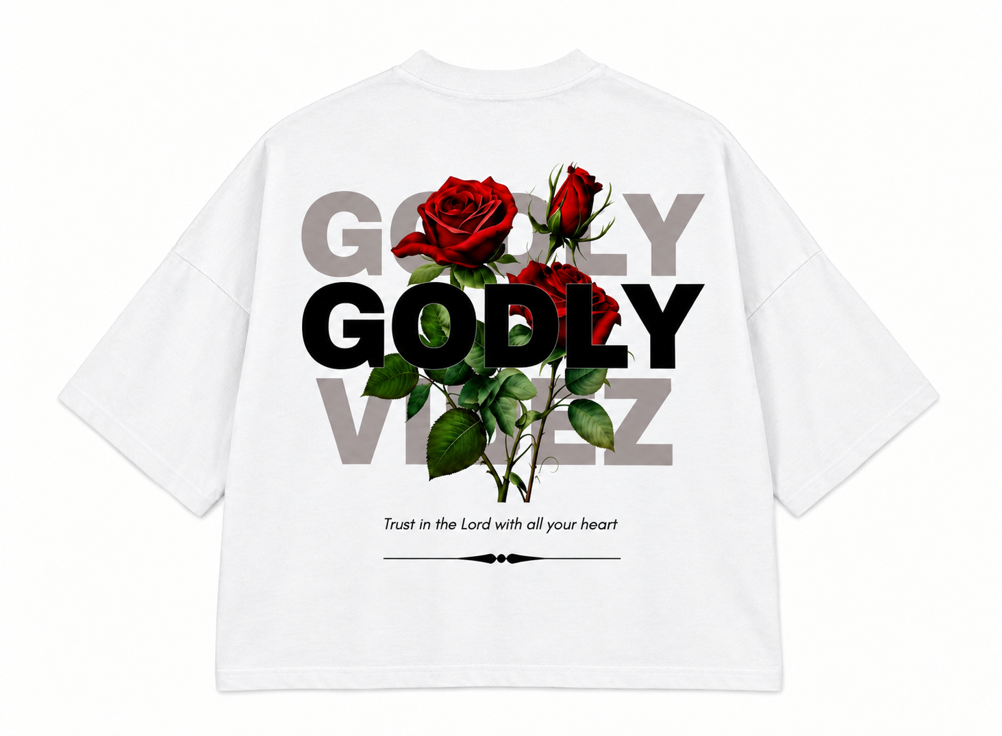 Godly Rose Unisex Drop Shoulder Crop T-Shirt